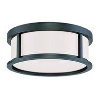 View 2 Light 13" Round Aged Bronze Satin White Glass Shade Ceiling Light Fixture