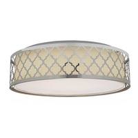 Nuvo Lighting 15" 16.5 watt 120 volt 3000K Natural White Polished Nickel White Fabric Acrylic Shade LED Ceiling Light Fixture