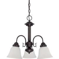 View 3 Light Mahogany Bronze Frosted White Glass Shades Chandelier Light Fixture