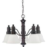View 5 Light Mahogany Bronze Frosted White Glass Shades Chandelier Light Fixture
