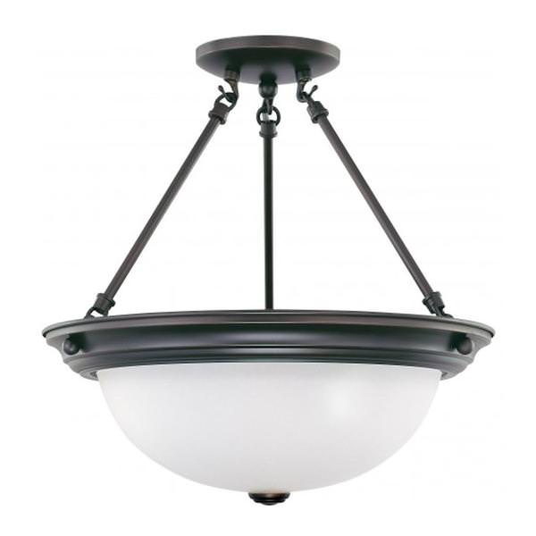 3 Light Mahogany Bronze Frosted White Glass Shade Ceiling Light Fixture