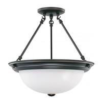 Nuvo Lighting 3 Light Mahogany Bronze Frosted White Glass Shade Ceiling Light Fixture