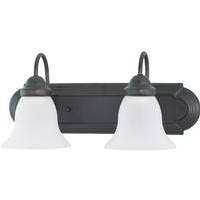View 2 Light Mahogany Bronze Frosted White Glass Shades Vanity Light Fixture