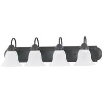 View 4 Light Mahogany Bronze Frosted White Glass Shades Vanity Light Fixture