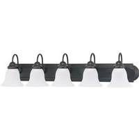 Nuvo Lighting 5 Light Mahogany Bronze Frosted White Glass Shades Vanity Light Fixture