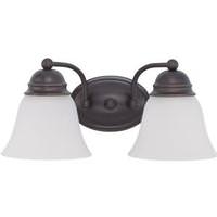 View 2 Light Mahogany Bronze Frosted White Glass Shades Vanity Light Fixture