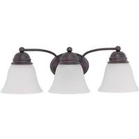 View 3 Light Mahogany Bronze Frosted White Glass Shades Vanity Light Fixture