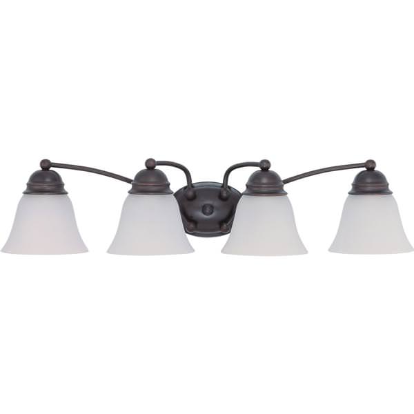 4 Light Mahogany Bronze Frosted White Glass Shades Vanity Light Fixture