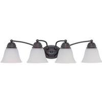 View 4 Light Mahogany Bronze Frosted White Glass Shades Vanity Light Fixture