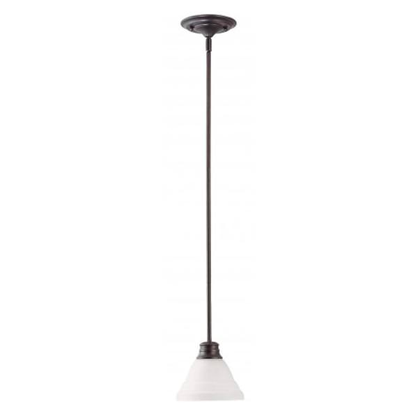 1 Light Mahogany Bronze Frosted White Glass Shade Mini Pendant Light Fixture