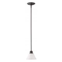 View 1 Light Mahogany Bronze Frosted White Glass Shade Mini Pendant Light Fixture