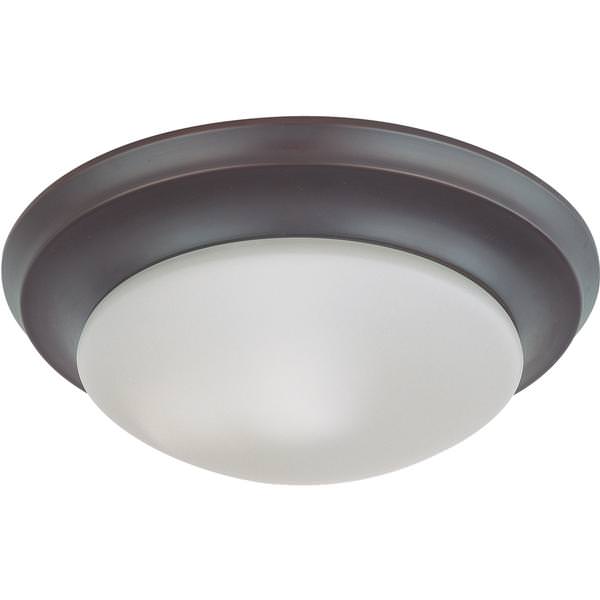 1 Light Mahogany Bronze Frosted White Glass Shade Ceiling Light Fixture