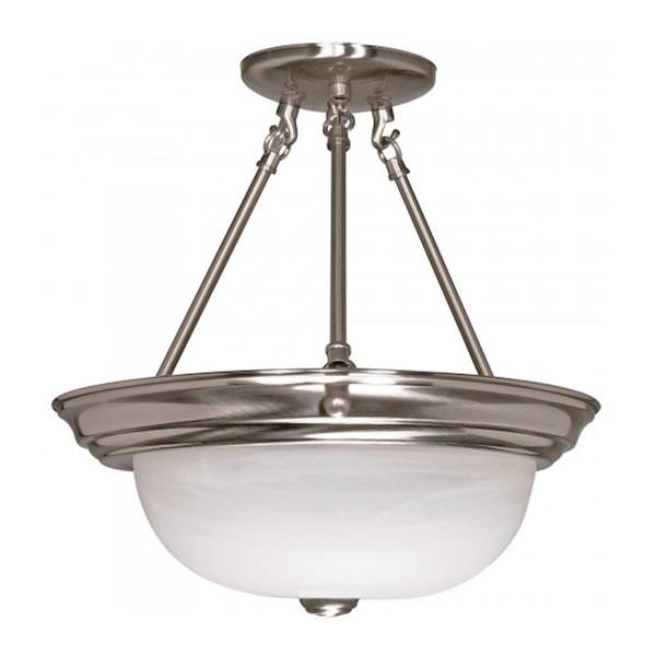 3 Light Brushed Nickel Alabaster Glass Shade Ceiling Light Fixture