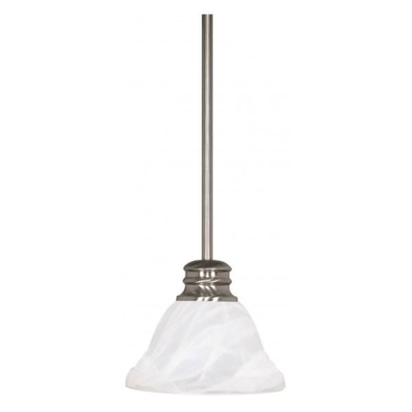 1 Light Brushed Nickel Alabaster Glass Shade Mini Pendant Light Fixture