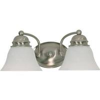 View 2 Light Brushed Nickel Alabaster Glass Shades Vanity Light Fixture