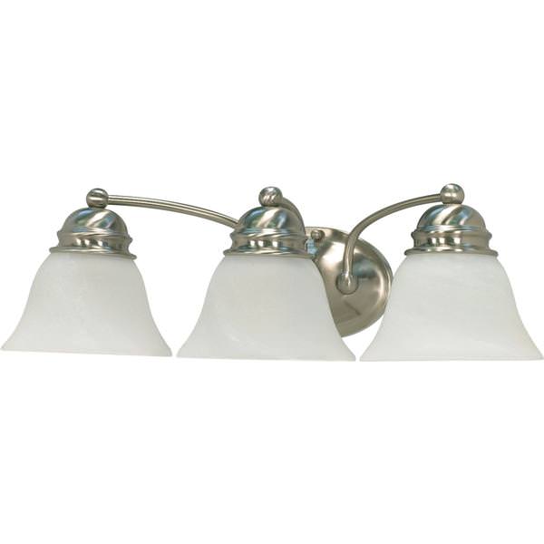 3 Light Brushed Nickel Alabaster Glass Shades Vanity Light Fixture