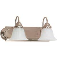 View 2 Light Brushed Nickel Alabaster Glass Shades Vanity Light Fixture