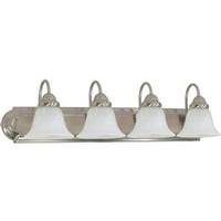 View 4 Light Brushed Nickel Alabaster Glass Shades Vanity Light Fixture
