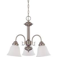 View 3 Light Brushed Nickel Frosted White Glass Shades Chandelier Light Fixture