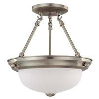 Nuvo Lighting 2 Light Brushed Nickel Frosted White Glass Shade Ceiling Light Fixture