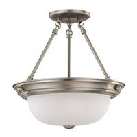 Nuvo Lighting 2 Light Brushed Nickel Frosted White Glass Shade Ceiling Light Fixture