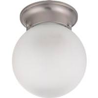 Nuvo Lighting 1 Light Brushed Nickel Frosted White Glass Ball Shade Ceiling Light Fixture