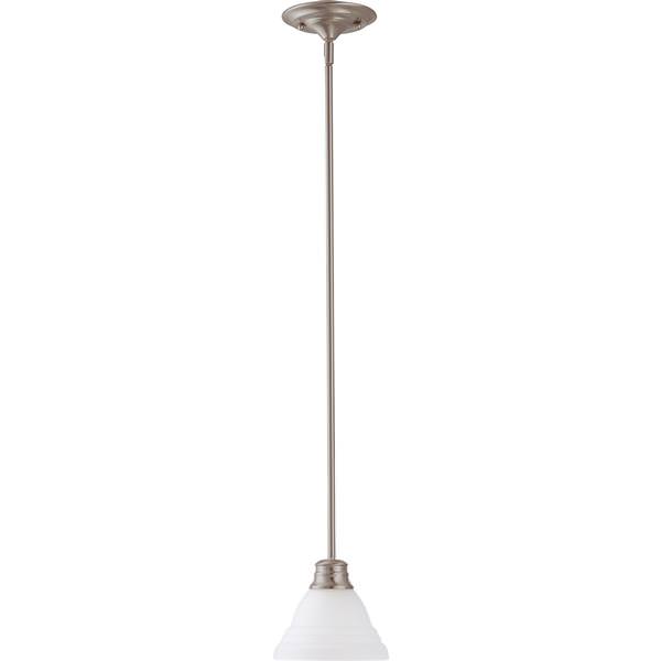 1 Light Brushed Nickel Frosted White Glass Shade Mini Pendant Light Fixture