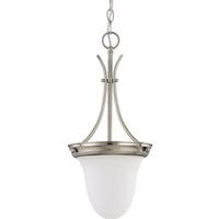Nuvo Lighting 1 Light Brushed Nickel Frosted White Glass Shade Pendant Light Fixture