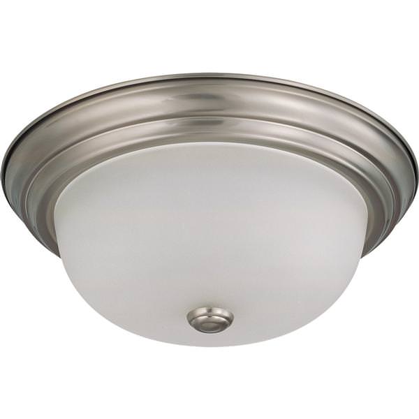 2 Light Brushed Nickel Frosted White Glass Shade Ceiling Light Fixture