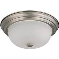 Nuvo Lighting 2 Light Brushed Nickel Frosted White Glass Shade Ceiling Light Fixture