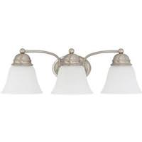 View 3 Light Brushed Nickel Frosted White Glass Shades Vanity Light Fixture