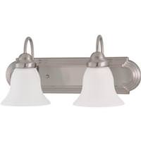 View 2 Light Brushed Nickel Frosted White Glass Shades Vanity Light Fixture