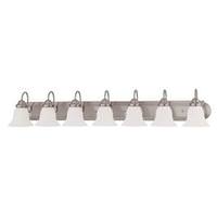 View 7 Light Brushed Nickel Frosted White Glass Shades Vanity Light Fixture