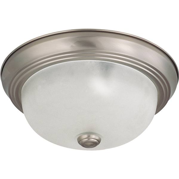 2 Light Brushed Nickel Frosted White Glass Shade Ceiling Light Fixture