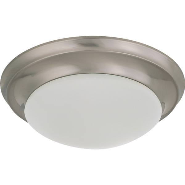 1 Light 11" Brushed Nickel Frosted White Glass Shade Ceiling Light Fixture