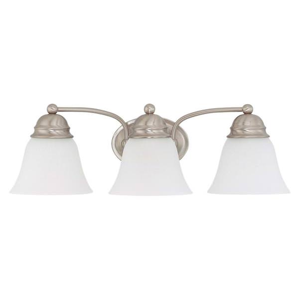 3 Light Brushed Nickel Frosted Glass Shades Vanity Light Fixture