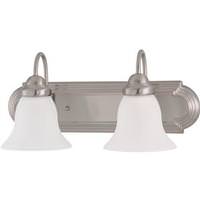 View 2 Light Brushed Nickel Frosted White Glass Shades Vanity Light Fixture