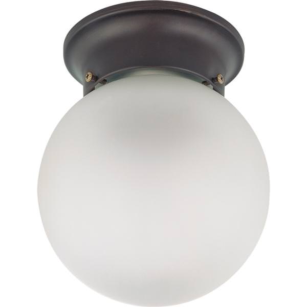 1 Light Mahogany Bronze Frosted White Glass Shade Ceiling Light Fixture