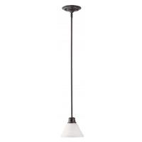 View 1 Light Mahogany Bronze Frosted Glass Shade Mini Pendant Light Fixture