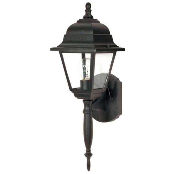 1 Light Textured Black Clear Seed Glass Shade Wall Lantern