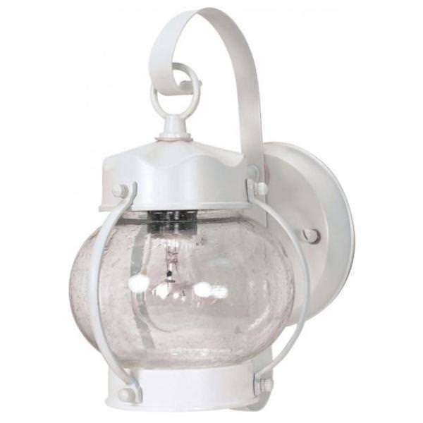 1 Light White Clear Seed Glass Shade Post Lantern