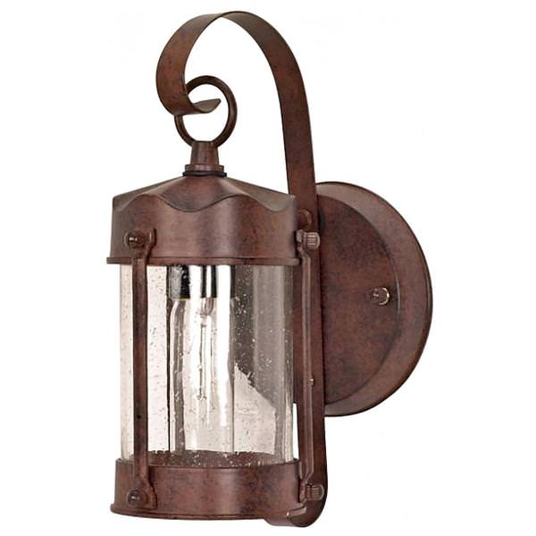 1 Light Old Bronze Clear Seed Glass Shade Wall Lantern