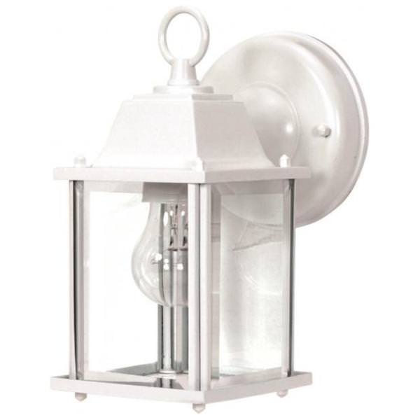 1 Light White Clear Beveled Glass Shade Wall Lantern