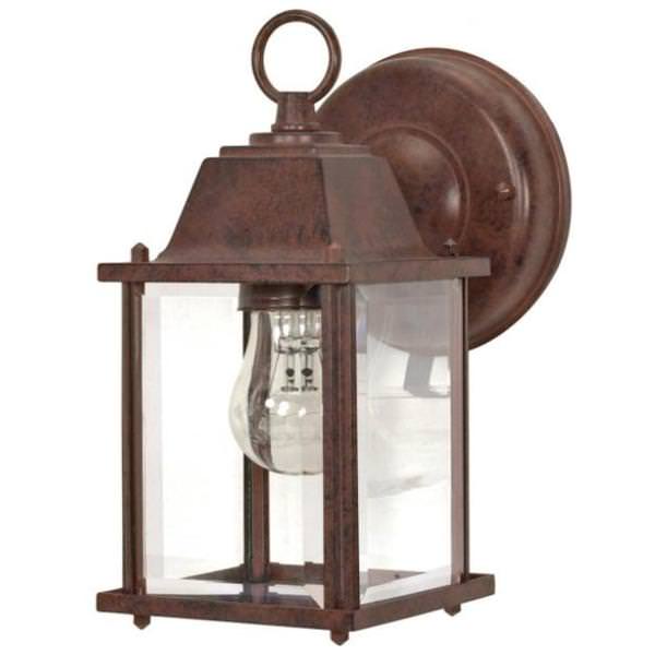 1 Light Old Bronze Clear Beveled Glass Shade Wall Lantern