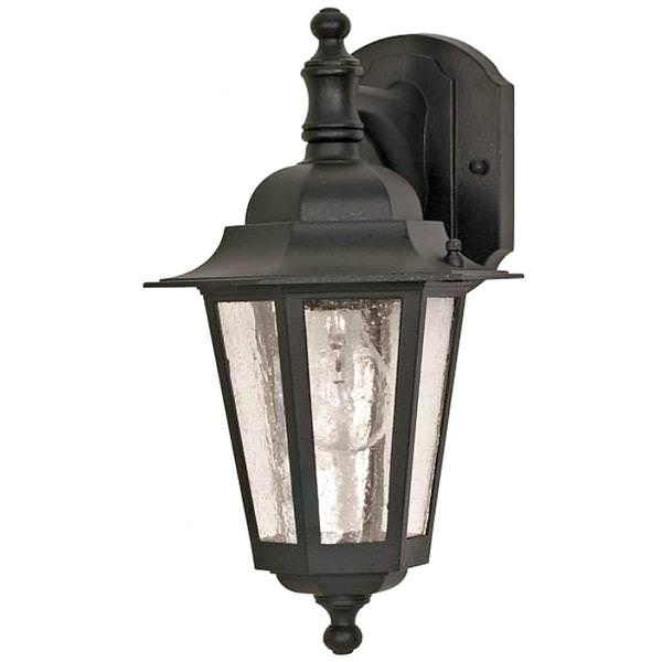 1 Light Textured Black Clear Seed Glass Shade Wall Lantern