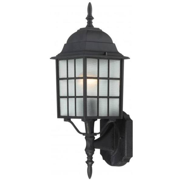 1 Light 18" Textured Black Frosted Glass Shade Wall Lantern