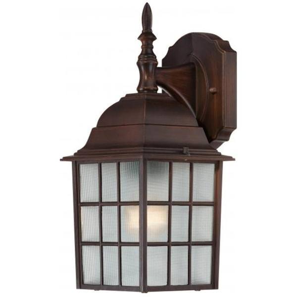 1 Light 14" Rustic Bronze Frosted Glass Shade Wall Lantern