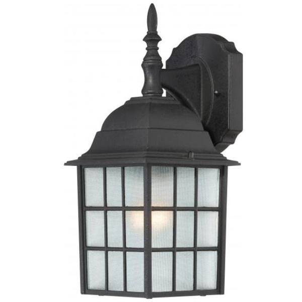1 Light 14" Textured Black Frosted Glass Shade Wall Lantern