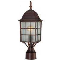 Nuvo Lighting 1 Light 17" Rustic Bronze Frosted Glass Shade Post Lantern
