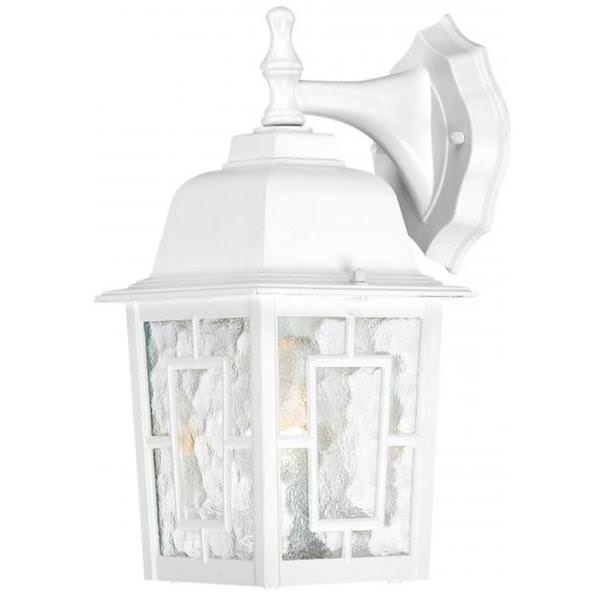 1 Light 12" White Clear Water Glass Shade Wall Lantern
